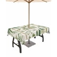 thumbnail image 1 of Fsddascl Green Palm Tree Outdoor Tablecloth - 60x102 Inch Rectangle Dining Table Cover, Summer Beach Cactus Waterproof Outdoor Table Cloth with Umbrella Hole & Zipper for Picnic/Patio/Party, 1 of 7