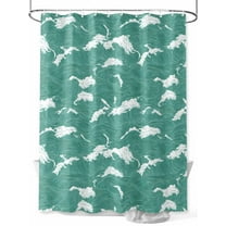 Fsddascl Green White Ocean Waves Shower Curtain Set - 36" x 78" Washable Bathtub Curtain with 12 Hooks, Coastal Abstract Art Moire Waterproof Fabric Stall Shower Curtains for Bathroom/Bathtub Décor
