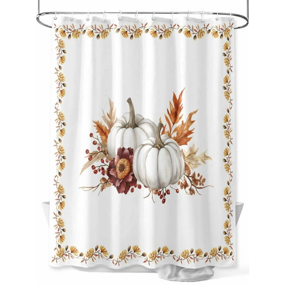 Fsddascl Grey Fall Shower Curtain Set - 72" x 78" Washable Bathtub Curtain with 12 Hooks, Thanksgiving Maple Leaf Harvest Botanical Waterproof Fabric Stall Shower Curtains for Bathroom/Bathtub Décor