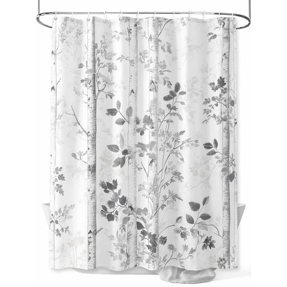 Fsddascl Grey Forest Branches Shower Curtain Set - 54" x 78" Washable Bathtub Curtain with 12 Hooks, Vintage Tree Leaves Waterproof Fabric Stall Shower Curtains for Bathroom/Bathtub Décor