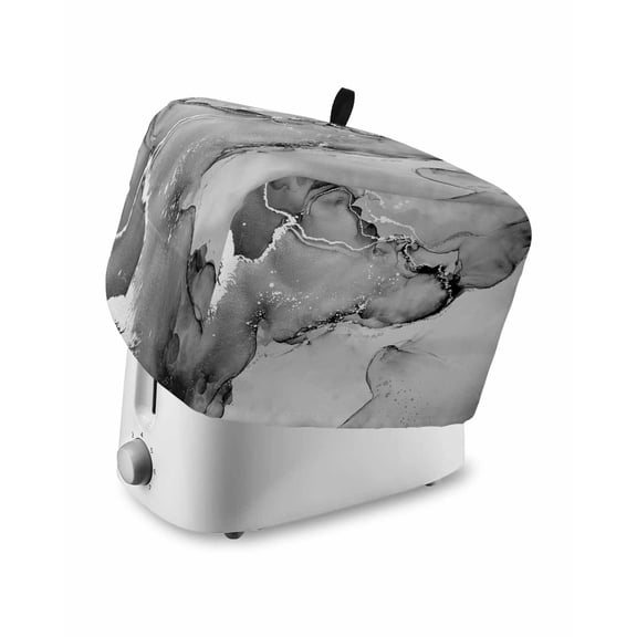 Fsddascl Grey Marble Toaster Cover 2 Slice, Small Kitchen Appliance Covers, Nature Marble Stone Ripple Modern Art Toaster Oven Cover with Loop, Bread Machine Cover Polyester Dust Cover Protection