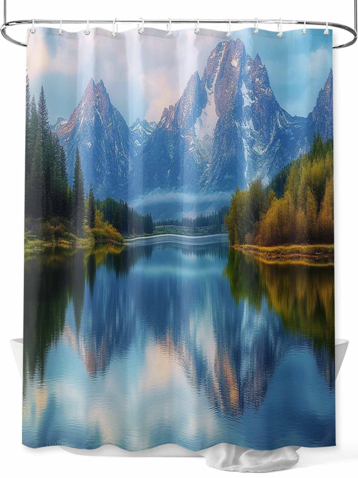 Fsddascl Grey Mountain Shower Curtain Set - 60" x 72" Washable Bathtub ...