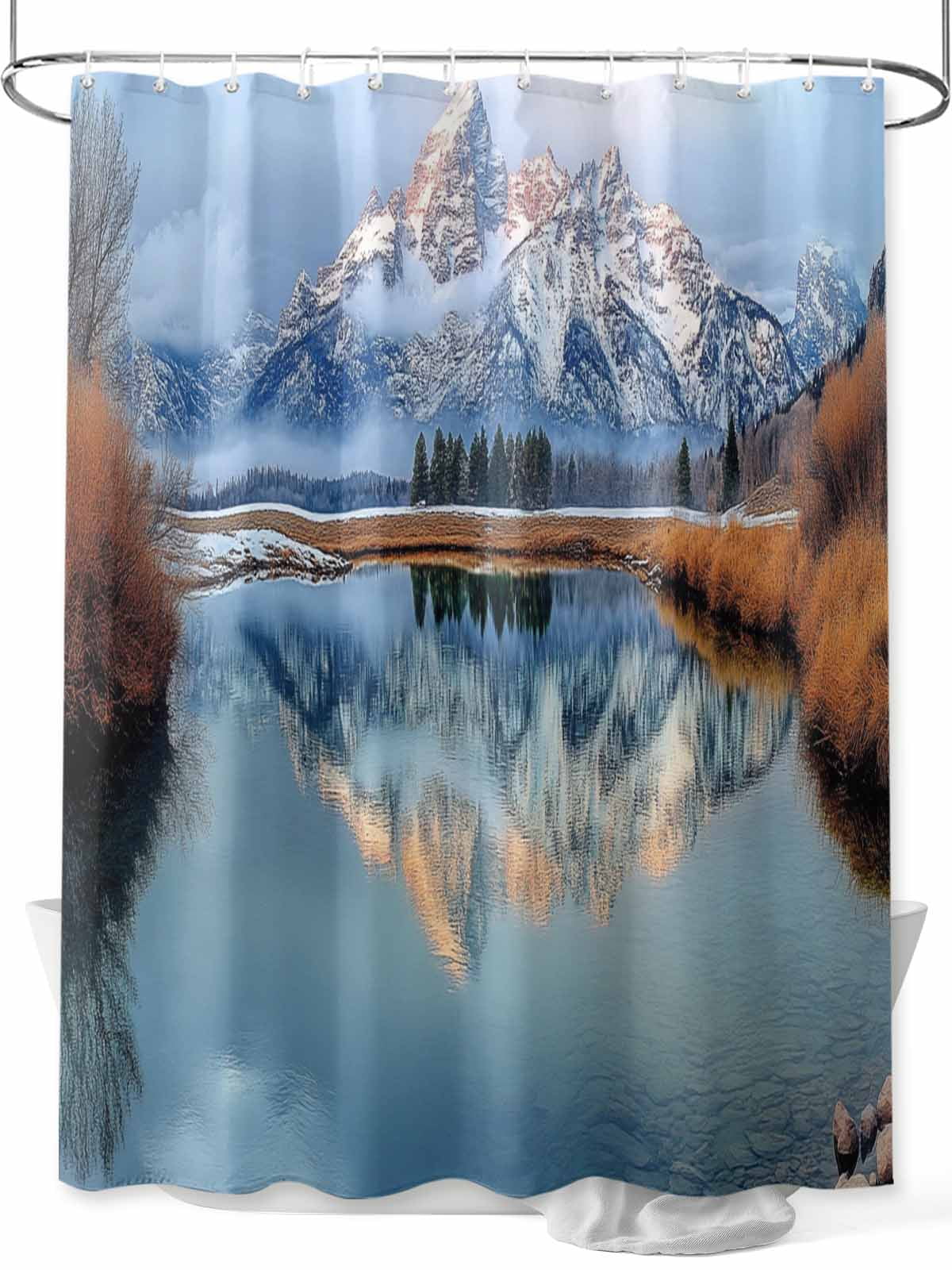 Fsddascl Grey Mountain Shower Curtain Set - Extra Long 72" x 96 ...