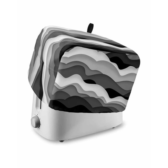 Fsddascl Grey Ombre Toaster Cover 4 Slice, Large Kitchen Appliance Covers, Modern Geometric Moire Abstract Art Toaster Oven Cover with Loop, Bread Machine Cover Polyester Dust Cover Protection