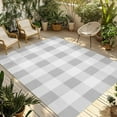 thumbnail image 1 of Fsddascl Grey Plaid Outdoor Rug for Patio/Deck/Porch, Non-Slip Large Area Rug 4 x 6 Ft, Spring Summer Farmhouse Buffalo Checkered Indoor Outdoor Rugs Washable Area Rugs, Camping Rug Carpet, 1 of 5