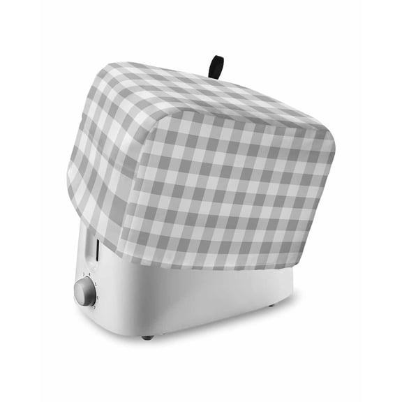 Fsddascl Grey Plaid Small Toaster Cover 2 Slice, Kitchen Appliance Covers, Gradient Geometric Buffalo White Checkered Toaster Oven Cover with Loop, Bread Machine Cover Dust Cover Protection
