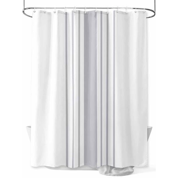 Fsddascl Grey Vertical Striped Shower Curtain Set - 72" x 78" Washable Bathtub Curtain with 12 Hooks, White Modern Simple Geometric Waterproof Fabric Stall Shower Curtains for Bathroom/Bathtub Décor