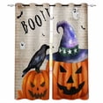 thumbnail image 1 of Fsddascl Halloween Blackout Curtains for Bedroom/Living Room, Thermal Insulated Kitchen Curtains, Vintage Orange Scary Pumpkin Ghost Bird Grommet Darkening Window Treatment Drapes 52"x63"x2, 1 of 6
