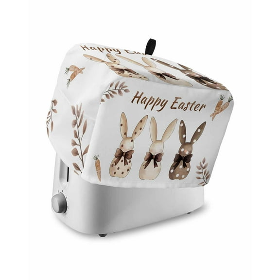 Fsddascl Happy Easter Bunny Carrot Toaster Cover 2 Slice, Small Kitchen Appliance Covers, Spring Summer Botanical Toaster Oven Cover with Loop, Bread Machine Cover Polyester Dust Cover Protection