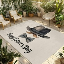 Fsddascl Happy Father's Day Outdoor Rug for Patio/Deck/Porch, Non-Slip Large Area Rug 4 x 6 Ft, Funny Bow Beard Watercolor Indoor Outdoor Rugs Washable Area Rugs, Reversible Camping Rug Carpet