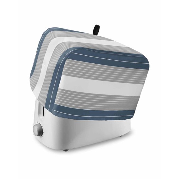 Fsddascl Haze Blue Grey Stripe Small Toaster Cover 2 Slice, Kitchen Appliance Covers, Modern Art Horizontal Striped Toaster Oven Cover with Loop, Bread Machine Cover Polyester Dust Cover Protection