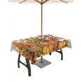 thumbnail image 1 of Fsddascl Hello Fall Outdoor Tablecloth - 60x120 Inch Rectangle Dining Table Cover, Orange Pumpkins Birds Rustic Thanksgiving Waterproof Outdoor Table Cloth with Umbrella Hole & Zipper for Patio, 1 of 7