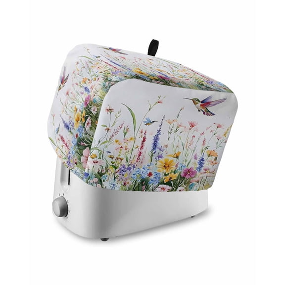 Fsddascl Hummingbird Floral Toaster Cover 4 Slice, Large Kitchen Appliance Covers, Farmhouse Floral Botanical Toaster Oven Cover with Loop, Bread Machine Cover Polyester Dust Cover Protection