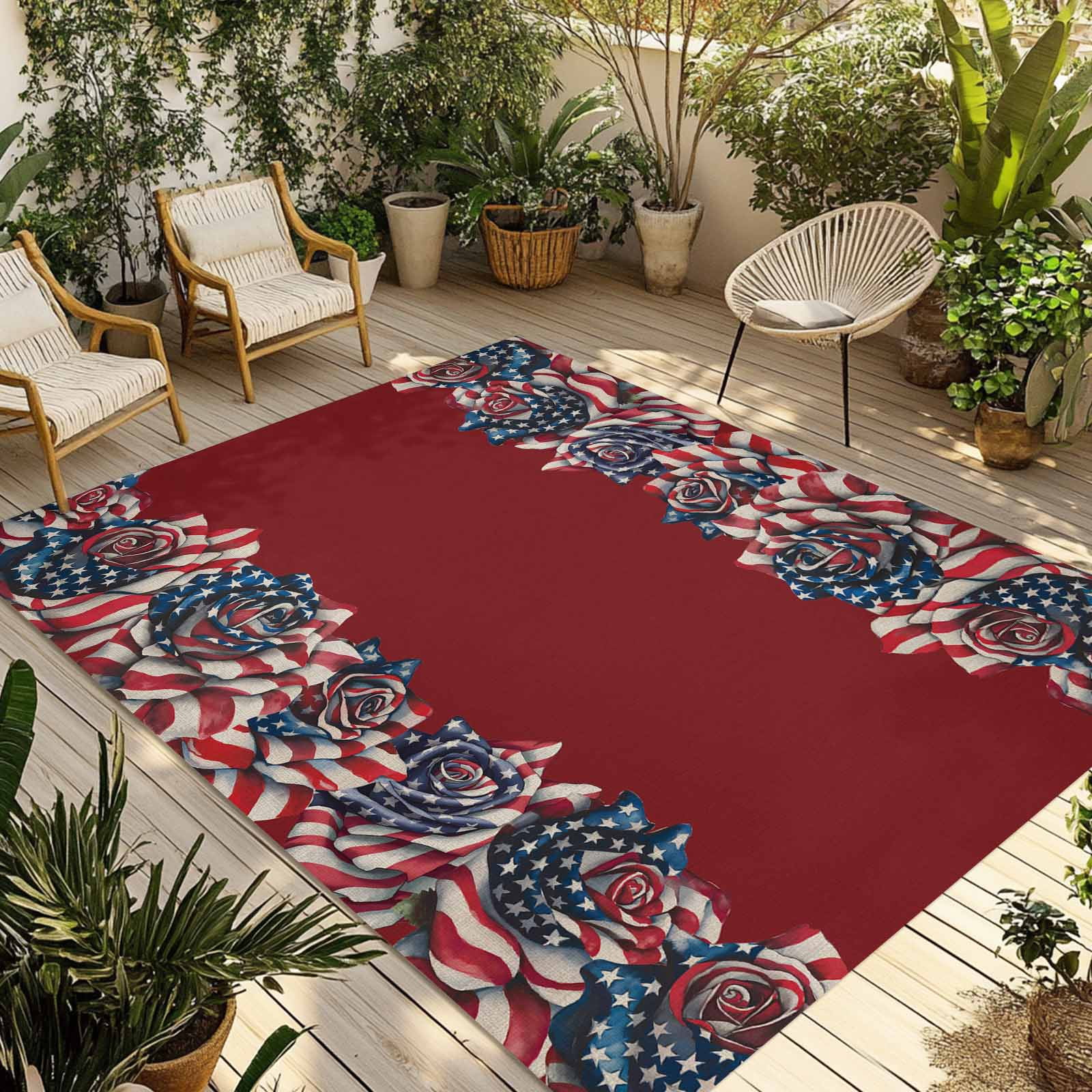 Fsddascl Independence Day Outdoor Rug for Patio/Deck/Porch, Non-Slip ...