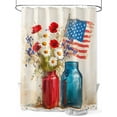 thumbnail image 1 of Fsddascl Independence Day Shower Curtain Set - Long 72" x 84" Washable Bathtub Curtain with 12 Hooks, Red Blue American Flag Poppy Flower Waterproof Fabric Stall Shower Curtains for Bathroom/Bathtub, 1 of 6