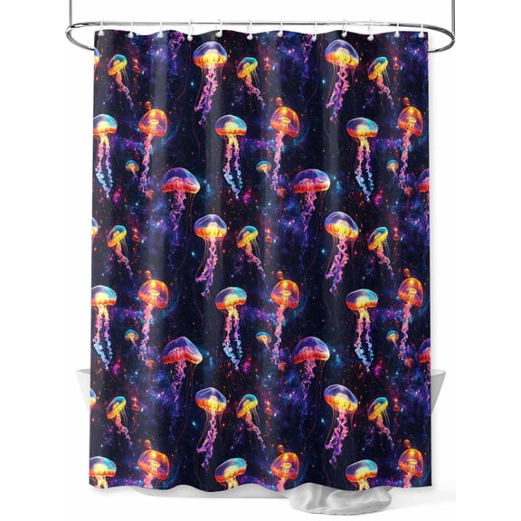 Fsddascl Jellyfish Shower Curtain Set - Extra Long 72" x 96" Washable Bathtub Curtain with 12 Hooks, Deep Sea Animal Abstract Mushroom Starry Sky Waterproof Fabric Stall Shower Curtains for Bathroom
