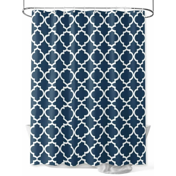 Fsddascl Lake Blue Moroccon Shower Curtain Set - 60" x 72" Washable Bathtub Curtain with 12 Hooks, Minimalist Ethnic Bohemian Aesthetic Waterproof Fabric Stall Shower Curtains for Bathroom/Bathtub
