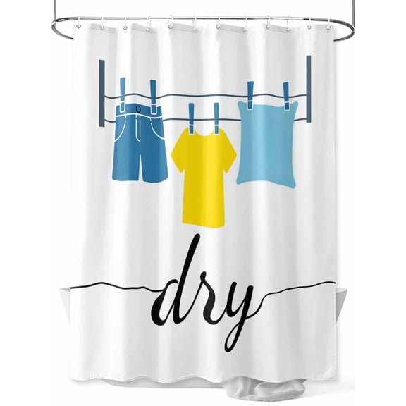 Fsddascl Laundry Room Shower Curtain Set - Small 36" x 72" Washable Bathtub Curtain with 12 Hooks, Modern Minimalist Drying Clothes Waterproof Fabric Stall Shower Curtains for Bathroom/Bathtub Décor