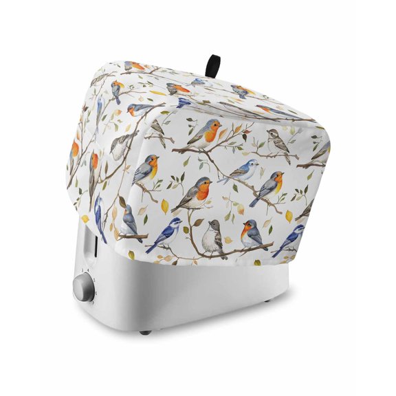 Fsddascl Leaf Bird Small Toaster Cover 2 Slice, Kitchen Appliance Covers, Country Tree Branch Watercolor Spring Summer Toaster Oven Cover with Loop, Bread Machine Cover Polyester Dust Cover