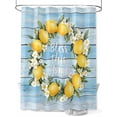 thumbnail image 1 of Fsddascl Lemon Wreath Shower Curtain Set - Standard 72" x 72" Washable Bathtub Curtain with 12 Hooks, Farmhouse Blue Wooden Floral Waterproof Fabric Stall Shower Curtains for Bathroom/Bathtub Décor, 1 of 6