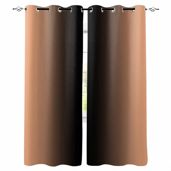 Fsddascl LightSalmon Black Ombre Blackout Curtains for Bedroom/Living Room, Thermal Insulated Kitchen Curtains, Modern Gradient Abstract Art Grommet Darkening Window Treatment Drapes 52"x84"x2