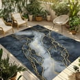 thumbnail image 1 of Fsddascl Marble Outdoor Rug for Patio/Deck/Porch, Non-Slip Large Area Rug 4 x 6 Ft, Navy Blue Modern Luxury Gold Texture Indoor Outdoor Rugs Washable Area Rugs, Reversible Camping Rug Carpet Runner, 1 of 5