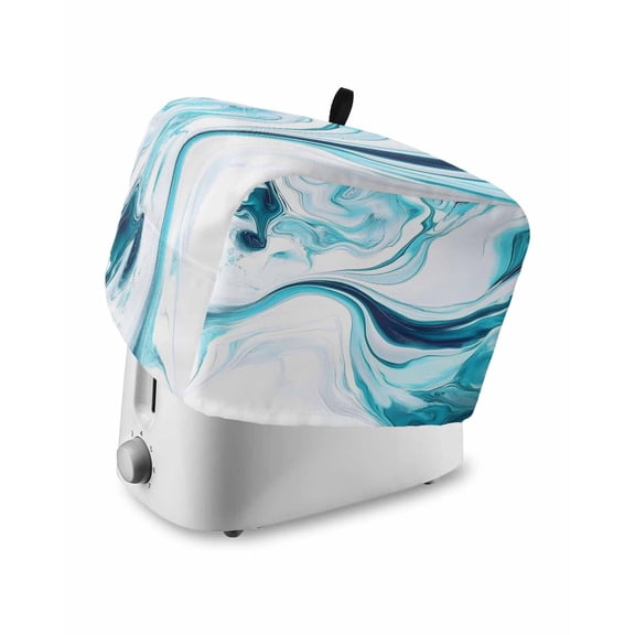 Fsddascl Marble Ripple Small Toaster Cover 2 Slice, Kitchen Appliance Covers, Blue White Marble Lines Abstract Art Toaster Oven Cover with Loop, Bread Machine Cover Polyester Dust Cover Protection