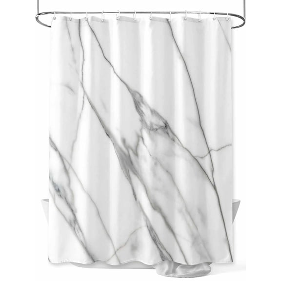 Fsddascl Marble White Shower Curtain Set - Extra Long 72" x 96" Washable Bathtub Curtain with 12 Hooks, Ombre Grey Modern Minimalist Waterproof Fabric Stall Shower Curtains for Bathroom/Bathtub