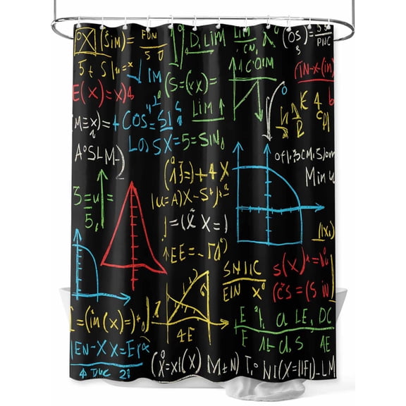 Fsddascl Math Formula Geometric Shower Curtain Set - Small 36" x 72" Washable Bathtub Curtain with 12 Hooks, Modern Art Black Yellow Waterproof Fabric Stall Shower Curtains for Bathroom/Bathtub