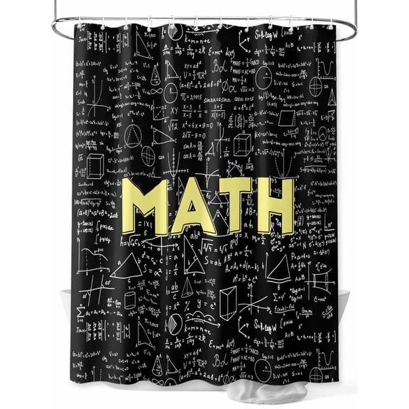 Fsddascl Mathematics Formulas Shower Curtain Set - Small 36" x 72" Washable Bathtub Curtain with 12 Hooks, Modern Abstract Art Math Geometric Waterproof Fabric Stall Shower Curtains for Bathroom