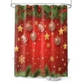 thumbnail image 1 of Fsddascl Merry Christmas Shower Curtain Set - Standard 72" x 72" Washable Bathtub Curtain with 12 Hooks, Red Xmas Balls Star Pine Branch Winter Waterproof Fabric Stall Shower Curtains for Bathroom, 1 of 6