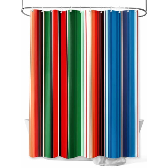 Fsddascl Mexican Serape Shower Curtain Set - Small 36" x 72" Washable Bathtub Curtain with 12 Hooks, Colorful Stripes Vertical Lines Abstract Waterproof Fabric Stall Shower Curtains for Bathroom
