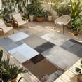 thumbnail image 1 of Fsddascl Modern Brown Beige Outdoor Rug for Patio/Deck/Porch, Non-Slip Large Area Rug 5 x 8 Ft, Grey White Color Blocks Indoor Outdoor Rugs Washable Area Rugs, Reversible Camping Rug Carpet Runner, 1 of 5