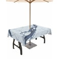 thumbnail image 1 of Fsddascl Modern Gray White Outdoor Tablecloth - 54x80 Inch Rectangle Dining Table Cover, Abstract Geometric Marble Patterns Waterproof Outdoor Table Cloth with Umbrella Hole & Zipper for Patio, 1 of 7