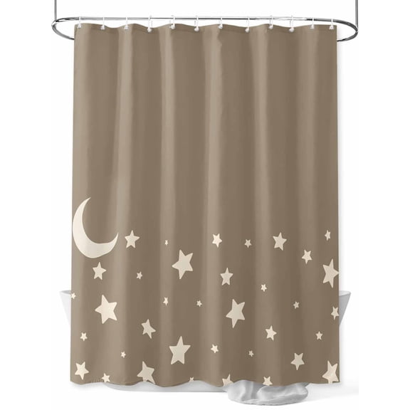 Fsddascl Modern Shower Curtain Set - Extra Long 72" x 96" Washable Bathtub Curtain with 12 Hooks, Japanese Style Minimalist Moon Stars Minimalism Waterproof Fabric Stall Shower Curtains for Bathroom