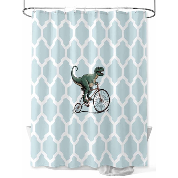 Fsddascl Morocco Blue Shower Curtain Set - Standard 72" x 72" Washable Bathtub Curtain with 12 Hooks, Cute Dinosaur Bike Vintage Waterproof Fabric Stall Shower Curtains for Bathroom/Bathtub Décor