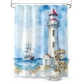 thumbnail image 1 of Fsddascl Nautical Blue Shower Curtain Set - 72" x 78" Washable Bathtub Curtain with 12 Hooks, Lighthouse Ocean Sailboat Summer Painting Waterproof Fabric Stall Shower Curtains for Bathroom/Bathtub, 1 of 6