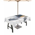 thumbnail image 1 of Fsddascl Navy Blue Abstract Art Outdoor Tablecloth - 60x84 Inch Rectangle Dining Table Cover, Contemporary Luxury Waterproof Outdoor Table Cloth with Umbrella Hole & Zipper for Picnic/Patio/Party, 1 of 7