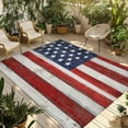 thumbnail image 1 of Fsddascl Navy Blue American Flag Outdoor Rug for Patio/Deck/Porch, Non-Slip Large Area Rug 5 x 8 Ft, Red US Flag Wooden Vintage Indoor Outdoor Rugs Washable Area Rugs, Reversible Camping Rug Carpet, 1 of 5