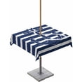 thumbnail image 1 of Fsddascl Navy Blue Anchor Outdoor Tablecloth - 60x60 Inch Square Dining Table Cover, Nautical White Horizontal Striped Waterproof Outdoor Table Cloth with Umbrella Hole & Zipper for Picnic/Patio, 1 of 7