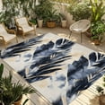 thumbnail image 1 of Fsddascl Navy Blue Botanical Outdoor Rug for Patio/Deck/Porch, Non-Slip Large Area Rug 4 x 6 Ft, Vintage Tropical Palm Leaves Indoor Outdoor Rugs Washable Area Rugs, Reversible Camping Rug Carpet, 1 of 5