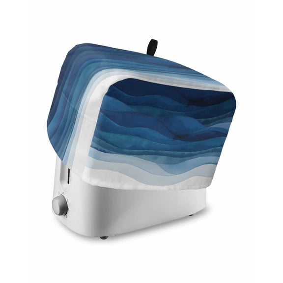Fsddascl Navy Blue Ombre Small Toaster Cover 2 Slice, Kitchen Appliance Covers, Modern Moire Gradient Watercolor Toaster Oven Cover with Loop, Bread Machine Cover Polyester Dust Cover Protection
