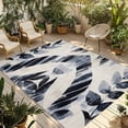 thumbnail image 1 of Fsddascl Navy Blue Palm Leaves Outdoor Rug for Patio/Deck/Porch, Non-Slip Large Area Rug 5 x 8 Ft, Retro Tropical Botanical Indoor Outdoor Rugs Washable Area Rugs, Reversible Camping Rug Carpet, 1 of 5