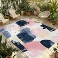 thumbnail image 1 of Fsddascl Navy Blue Pink Art Outdoor Rug for Patio/Deck/Porch, Non-Slip Large Area Rug 5 x 8 Ft, Abstract Contemporary Luxury Indoor Outdoor Rugs Washable Area Rugs, Reversible Camping Rug Carpet, 1 of 5