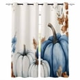thumbnail image 1 of Fsddascl Navy Blue Pumpkin Fall Blackout Curtains for Bedroom/Living Room, Thermal Insulated Kitchen Curtains, Thanksgiving Botanical Watercolor Grommet Darkening Window Treatment Drapes 42"x84"x2, 1 of 6