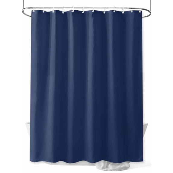 Fsddascl Navy Blue Shower Curtain Set - Extra Long 72" x 96" Washable Bathtub Curtain with 12 Hooks, Modern Pure Navy Blue Waterproof Fabric Stall Shower Curtains for Bathroom/Bathtub Décor