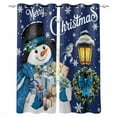 thumbnail image 1 of Fsddascl Navy Blue Snowman Christmas Blackout Curtains for Bedroom/Living Room, Thermal Insulated Kitchen Curtains, Xmas Gifts Wreath Snowflake Grommet Darkening Window Treatment Drapes 52"x84"x2, 1 of 6