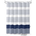thumbnail image 1 of Fsddascl Navy Blue Stripe Shower Curtain Set - 66" x 72" Washable Bathtub Curtain with 12 Hooks, Modern Rustic Horizontal Blue Striped Waterproof Fabric Stall Shower Curtains for Bathroom/Bathtub, 1 of 6