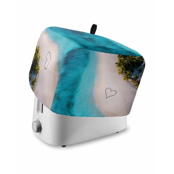 Fsddascl Ocean Beach Toaster Cover 2 Slice, Small Kitchen Appliance Covers, Love Tropical Summer Plant Gradient Wave Toaster Oven Cover with Loop, Bread Machine Cover Polyester Dust Cover Protection