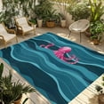 thumbnail image 1 of Fsddascl Ocean Octopus Outdoor Rug for Patio/Deck/Porch, Non-Slip Large Area Rug 4 x 6 Ft, Coastal Nautical Teal Waves Indoor Outdoor Rugs Washable Area Rugs, Reversible Camping Rug Carpet Runner, 1 of 5